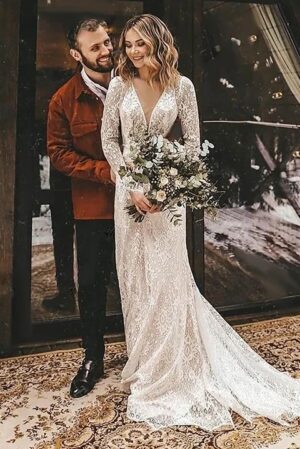 Bohemisk Bröllopsklänning Tyst Blomning