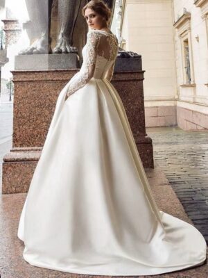 SoDigne Summer Wedding dress 2023 Long Sleeves A Line Satin African Wedding Gown Lace Appliques Boho Bride Dresses Customized