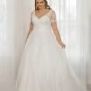 Customized Wedding Dresses Plus Size V-Neck Short Sleeves Bride Gowns Lace Applique A-Line Tulle Sweep Train Robe De Mariée 5 S15bdc8ad7a3a447fb9fbed7c8805c4a3y Cropped
