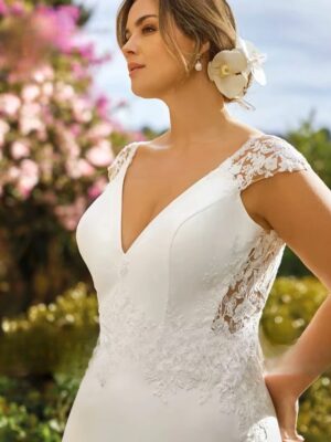 Pastrol A-Line Wedding Dresses Plus Size V Neck Cap Sleeves Bride Gowns Appliques Backless Floor Length Vestido De Noiva 2024 5 S32d4bf172ee84d438a5692b12876f939d Cropped