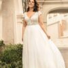 Classic Chiffon Wedding Dresses Plus Size V-Neck Cap Sleeves Bride Gowns Lace Back Button Sweep Train A-Line Vestido PSL980012 4 S3afd22977c284d048134b21d2d4eb51fv Cropped