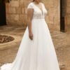 Customized Lace Wedding Dresses Plus Size V Neck Short Sleeves Backless Bride Gowns Sweep Train A-Line Chiffon Vestido De Noiva 8 S90dcb0757b8a4c90a2840f20fb5adc522 Cropped