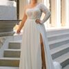 Customized Chiffon Wedding Dresses Plus Size O Neck One Shoulder Bride Gowns Applique Floor Length Front Slit A-Line Robe De 6 Sa414f140e73747e1a40b2b0187f88db3r Cropped