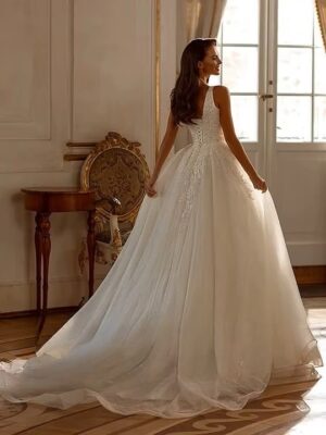 Alternative view of SoDigne A-line Tulle Wedding Dresses Square Collar Sleeveless Appliques Bridal Dress Bride Gown Robe De Mairee ﻿Customized ﻿