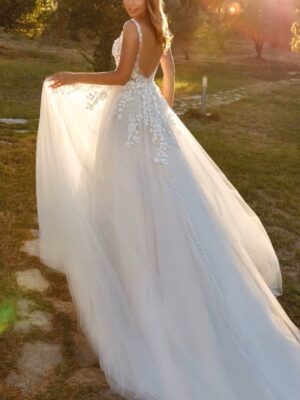 Alternative view of SoDigne Formal Princess Women Wedding Dresses Lace Flower A Line Bride Gowns Button Backless Bridal Dress For Wedding Customized