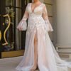 Sexy Wedding Dresses Plus Size V Neck Long Sleeves Illusion Bride Gowns Appliques Floor Length Tulle A-Line Vestido De Noiva 7 Se12119b2e4654c3999041894afd7d041c Cropped