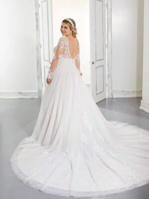 Alternative view of Exquisite Wedding Dresses Plus Size V-Neck Long Sleeves Empire Bride Gowns Lace Applique Sweep Train A-Line Robe De Mariée 2023