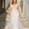 Exquisite Wedding Dresses Plus Size Tulle With Lace Applique V-Neck Backless Bride Gowns Cap Sleeves Mermaid Vestido De Noiva