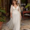 Classic Wedding Dresses Plus Size V-Neck 3/4 Sleeves Bride Gowns Appliques Sweep Train A-Line Organza Vestido De Noiva Ballgown 7 Sf5fac4e5788345eba00fbcedee598752O Cropped