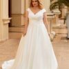 Elegant Wedding Dress For Women Plus Size Satin V-Neck Off The Shoulder Bride Gown Lace Up Sweep Train A-Line Robe De Mariée 7 Sfd262292eabd489c9e674c94430ae6592 Cropped