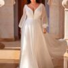 Simple Wedding Dresses Plus Size Deep V Neck Long Sleeves Bride Gowns Back Button Sweep Train A-Line Vestido De Noiva 2024