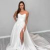 SoDigne A-line Simple Satin Wedding Dresses V-neck Sleeveless Bride Gown Women Split Bridal Dress vestidos de novia Customized 9 A1f8ae156fe0744a4a3f47ac56c2f06a7M Cropped