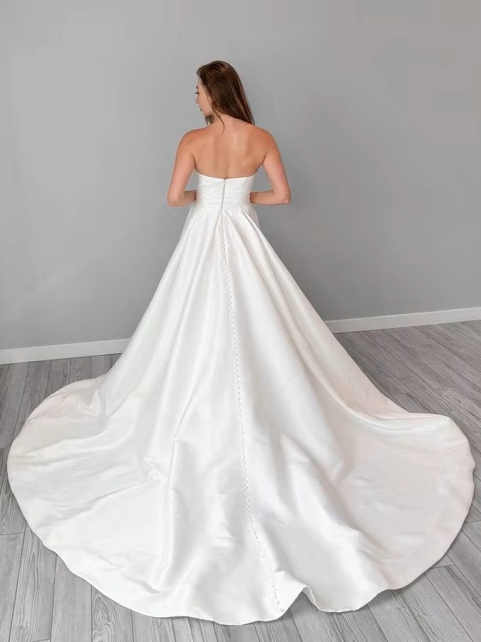 SoDigne A-line Simple Satin Wedding Dresses V-neck Sleeveless Bride Gown Women Split Bridal Dress vestidos de novia Customized 2 SoDigne A-line Simple Satin Wedding Dresses V-neck Sleeveless Bride Gown Women Split Bridal Dress vestidos de novia Customized - Bild 2