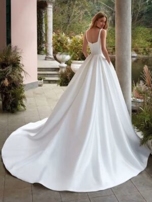 Alternative view of SoDigne Simple Wedding Gowns Elegant Satin A Line Bride Dress Spaghetti strap Backless Bridal Dress Wedding Dress Customized