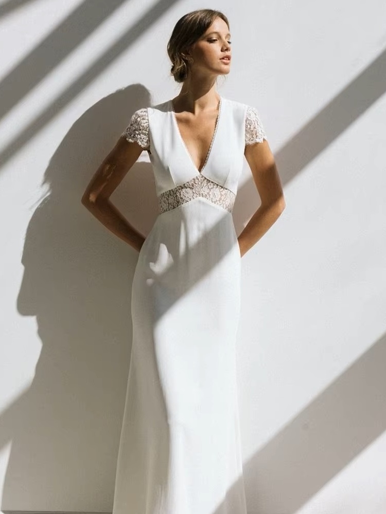 Vintage Boho Wedding Dress Short Sleeve Mermaid Backless Lace Sweep Train Stunning Charming Women Vesditos De Novia Customized 1 Vintage Boho Wedding Dress Short Sleeve Mermaid Backless Lace Sweep Train Stunning Charming Women Vesditos De Novia Customized