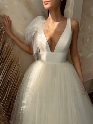 Alternative view of SoDigne A-line Satin/Tulle Bride Dresses Sleeveless V-neck Wedding Dress Women Bridal Gowns vestidos de novia Customized