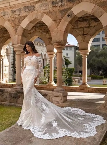 SoDigne Mermaid Long Wedding Dresses O-neck Full Sleeves Appliques Bridal Dress Bride Gown 2025 vestidos de novia Customized 1 SoDigne Mermaid Long Wedding Dresses O-neck Full Sleeves Appliques Bridal Dress Bride Gown 2025 vestidos de novia Customized 