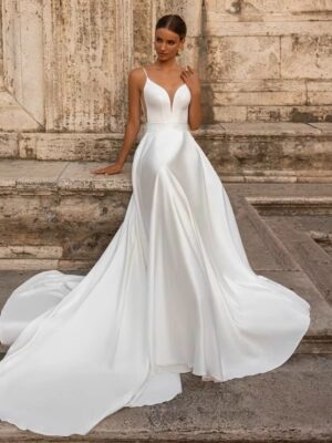 Elegant Wedding Dress For Woman Sweetheart-Neck A-Line Spaghetti Straps Open Back Bride Gown Train Vestidos De Novia Customized 6 S0e2f597cb6074bc2a848e96ffbcaed40M Cropped