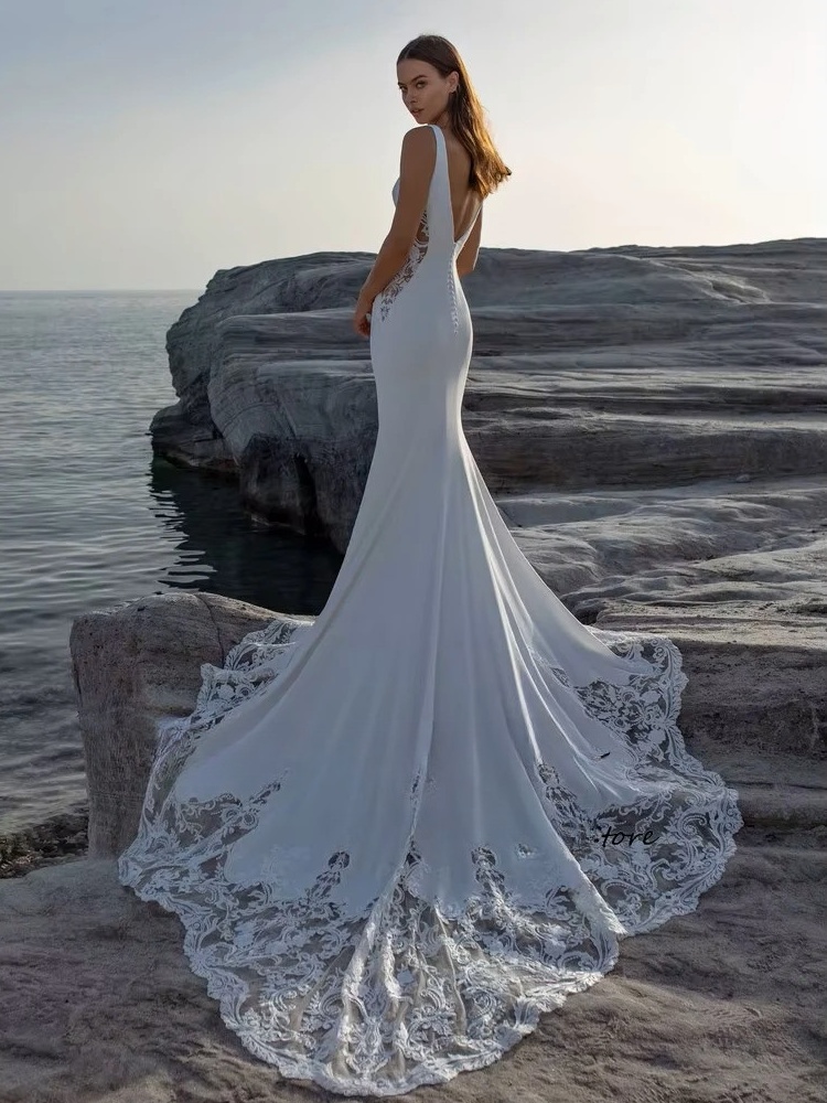 SoDigne Mermaid Wedding Dresses Scoop Neck Sleeveless Appliques Bridal Gowns Beach Wedding Dress vestido de noiva Customized 3 SoDigne Mermaid Wedding Dresses Scoop Neck Sleeveless Appliques Bridal Gowns Beach Wedding Dress vestido de noiva Customized - Bild 3