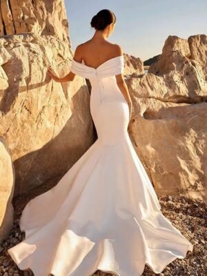 Alternative view of BIGDAY Off The Shoulder Mermaid Wedding Dress 2025 Lace-up Sweetheart Open Back Satin Bridal Gown Vestido De Noiva Customized