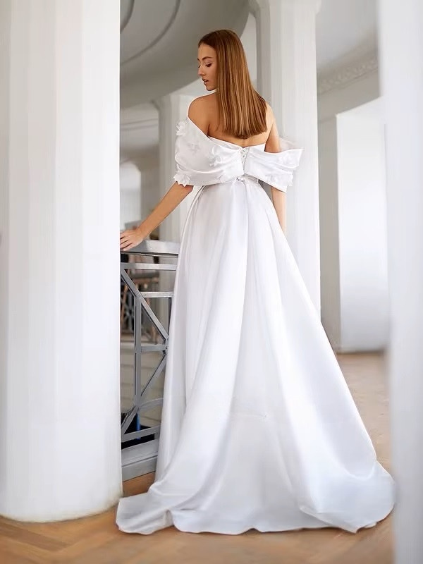 SoDigne A-line Off Shoulder Wedding Dresses V-neck Sleeveless Satin Bridal Dress Long Elegant Bridal Gown 2025 Customized 2 SoDigne A-line Off Shoulder Wedding Dresses V-neck Sleeveless Satin Bridal Dress Long Elegant Bridal Gown 2025 Customized - Bild 2