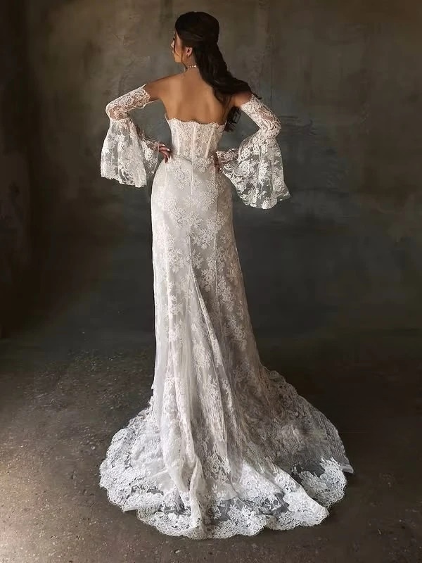 SoDigne Mermaid Lace Wedding Dresses Strapless Detachable Sleeves Bridal Dress Split Wedding Gown Robe De Mairee Customized 2 SoDigne Mermaid Lace Wedding Dresses Strapless Detachable Sleeves Bridal Dress Split Wedding Gown Robe De Mairee Customized - Bild 2