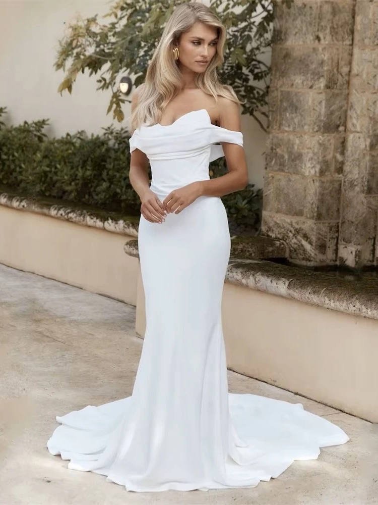 Bigday Pleat Mermaid Wedding Dress Off The Shoulder Sweetheart Backless Sweep Train Bridal Gown Vestidos De Noiva Customized 1 Bigday Pleat Mermaid Wedding Dress Off The Shoulder Sweetheart Backless Sweep Train Bridal Gown Vestidos De Noiva Customized