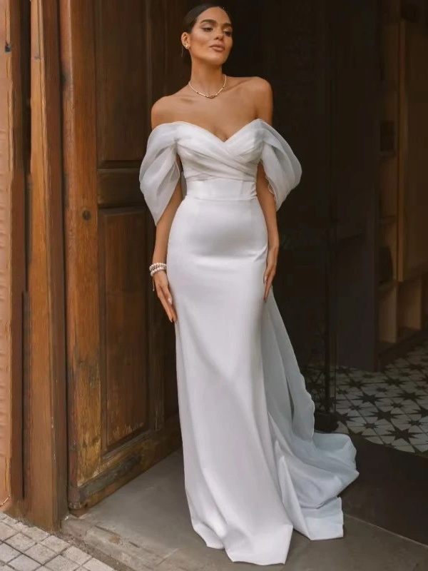 Elegant Sweetheart Mermaid Wedding Dress Women White Off The Shoulder Open Back Bridal Gown Train Vestidos De Novia Customized 3 Elegant Sweetheart Mermaid Wedding Dress Women White Off The Shoulder Open Back Bridal Gown Train Vestidos De Novia Customized - Bild 3