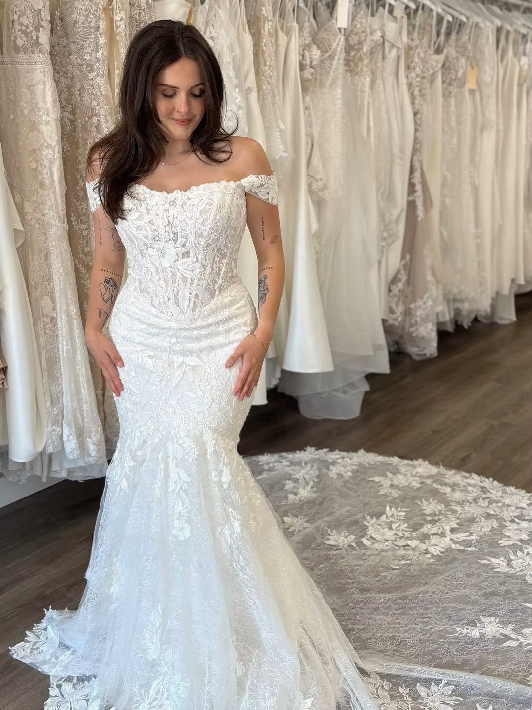 SoDigne Mermaid Tulle Wedding Dresses Off Shoulder Lace Appliques Bridal Dress 2026 Long Bride Gown vestidos de novia Customized 1 SoDigne Mermaid Tulle Wedding Dresses Off Shoulder Lace Appliques Bridal Dress 2026 Long Bride Gown vestidos de novia Customized