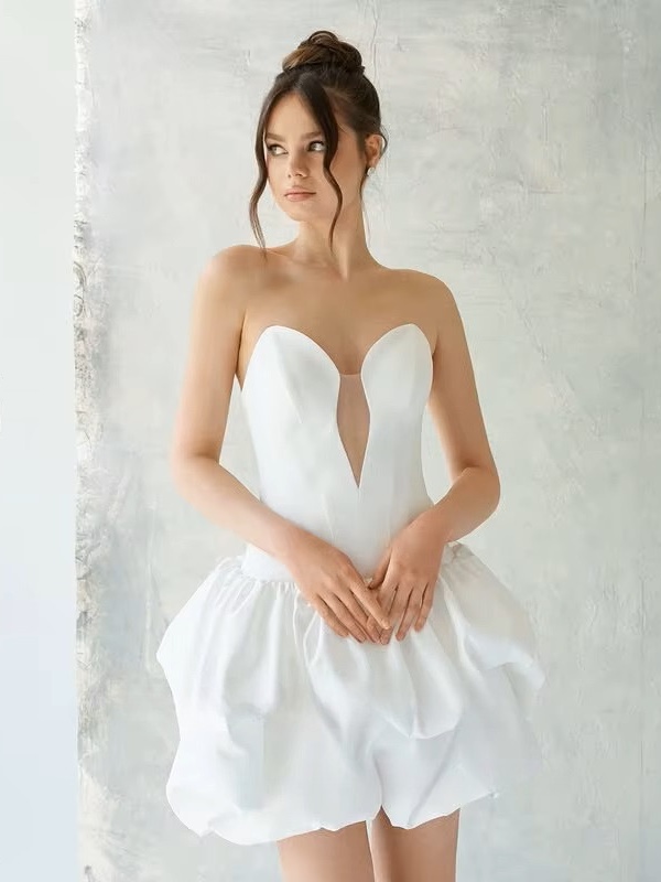 SoDigne A-line Satin Wedding Dress Sleeveless Sweetheart Bride Dresses Beach Ruched Mini Women Bridal Gowns Customized 4 SoDigne A-line Satin Wedding Dress Sleeveless Sweetheart Bride Dresses Beach Ruched Mini Women Bridal Gowns Customized - Bild 4