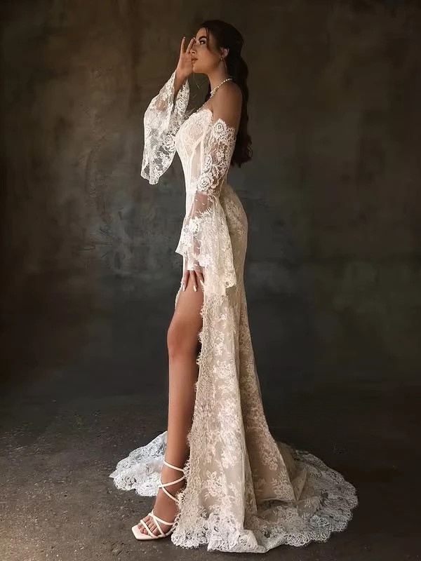 SoDigne Mermaid Lace Wedding Dresses Strapless Detachable Sleeves Bridal Dress Split Wedding Gown Robe De Mairee Customized 3 SoDigne Mermaid Lace Wedding Dresses Strapless Detachable Sleeves Bridal Dress Split Wedding Gown Robe De Mairee Customized - Bild 3