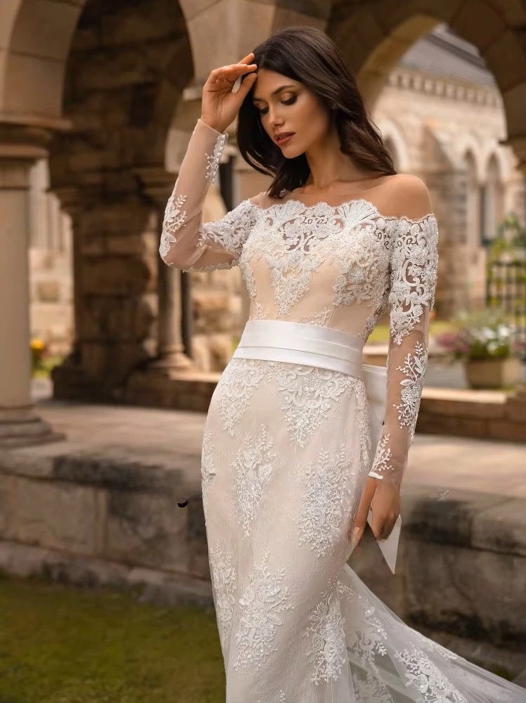 SoDigne Mermaid Long Wedding Dresses O-neck Full Sleeves Appliques Bridal Dress Bride Gown 2025 vestidos de novia Customized 3 SoDigne Mermaid Long Wedding Dresses O-neck Full Sleeves Appliques Bridal Dress Bride Gown 2025 vestidos de novia Customized - Bild 3