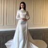 SoDigne Mermaid Satin Wedding Dresses High Neck Full Sleeves Bridal Dress Detachable Train Bride Gown Robe De Mairee Customized 6 S4715db64cde740c38964b3d06b9017aaA Cropped
