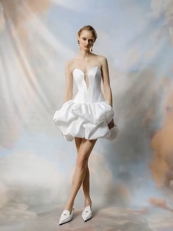 SoDigne A-line Satin Wedding Dress Sleeveless Sweetheart Bride Dresses Beach Ruched Mini Women Bridal Gowns Customized 1 SoDigne A-line Satin Wedding Dress Sleeveless Sweetheart Bride Dresses Beach Ruched Mini Women Bridal Gowns Customized