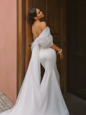 Elegant Sweetheart Mermaid Wedding Dress Women White Off The Shoulder Open Back Bridal Gown Train Vestidos De Novia Customized 8 S5121463b13304d7ba31e72a455d99bb4L Cropped