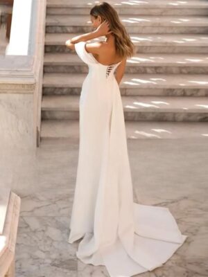 Alternative view of Sexy Mermaid Wedding Dress 2025 Sequined One-Shoulder Sweetheart Split Pleat Open Back Bridal Gowns Vestidos De Noiva Customized