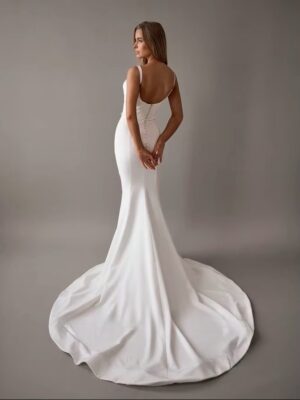 Alternative view of SoDigne Customized Mermaid Simple Wedding Dresses Sweetheart Sleeveless Beading Satin Bridal Dress Women Long Wedding Gown