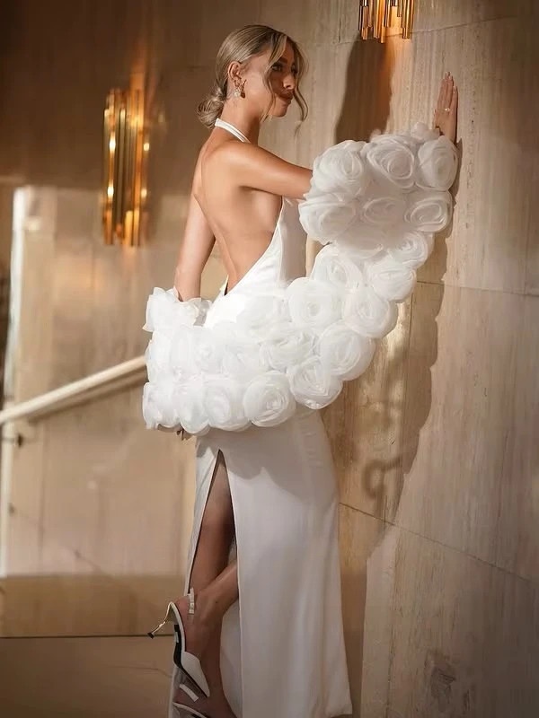 SoDigne Mermaid Wedding Dresses Halter Sleeveless Bridal Dress 3D Flowers Shawl Beach Wedding Gown Robe De Mairee Customized 3 SoDigne Mermaid Wedding Dresses Halter Sleeveless Bridal Dress 3D Flowers Shawl Beach Wedding Gown Robe De Mairee Customized - Bild 3