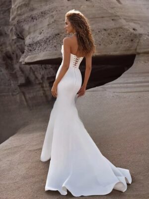 Alternative view of Elegant Pleat Mermaid Wedding Dresses 2025 Strapless Open Back Sleeveless Bridal Gown Sweep Train Vestido De Noiva Customized