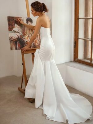 Alternative view of SoDigne Mermaid Satin Wedding Dress Strapless Sleeveless Bride Dresses Women Long Bridal Gowns vestidos de novia Customized