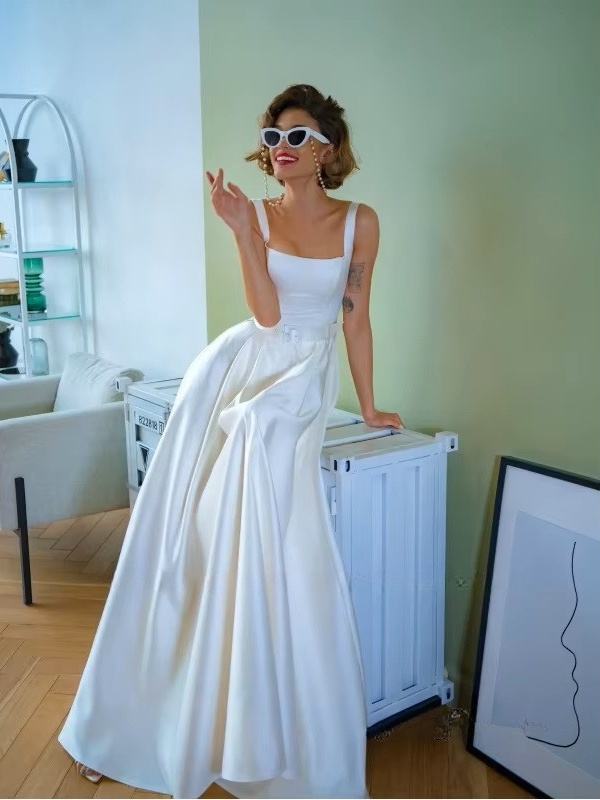 SoDigne A-line Simple Wedding Dresses Square Collar Satin Sleeveless Bridal Dress 2024 Long Bride Gown vestidos de novia 3 SoDigne A-line Simple Wedding Dresses Square Collar Satin Sleeveless Bridal Dress 2024 Long Bride Gown vestidos de novia - Bild 3