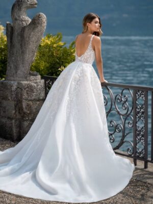 Alternative view of SoDigne Luxury A-line Wedding Dresses Square Collar Sleeveless Bridal Gown Beach Backless Appliques Tulle Split Bridal Dress