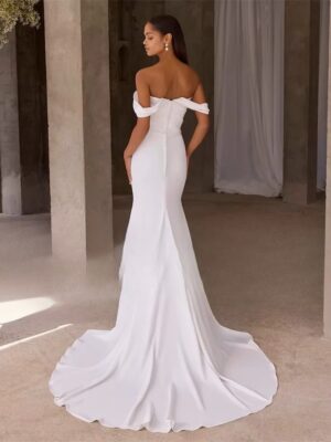 Alternative view of BIGDAY Long Sleeve Off The Shoulder Strapless Pleat Wedding Dress Open Back Sweep Train  Bridal Gown Vestido De Noiva Customized