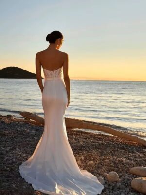 Alternative view of SoDigne Mermaid Satin/Lace Wedding Dress Sweetheart Sleeveless Bride Dresses Split Long Bridal Gowns Robe De Mairee Customized