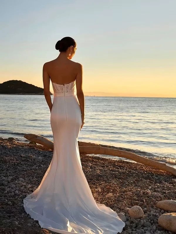 SoDigne Mermaid Satin/Lace Wedding Dress Sweetheart Sleeveless Bride Dresses Split Long Bridal Gowns Robe De Mairee Customized 2 SoDigne Mermaid Satin/Lace Wedding Dress Sweetheart Sleeveless Bride Dresses Split Long Bridal Gowns Robe De Mairee Customized - Bild 2