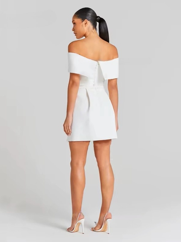 Customized Modern Mini Satin Wedding Dresses Sexy Boat Neck Pleat Pearls Long Sleeves Bride Dresses Sexy Backless Wedding Gowns 2 Customized Modern Mini Satin Wedding Dresses Sexy Boat Neck Pleat Pearls Long Sleeves Bride Dresses Sexy Backless Wedding Gowns - Bild 2