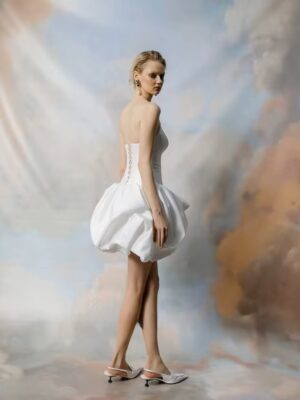 Alternative view of SoDigne A-line Satin Wedding Dress Sleeveless Sweetheart Bride Dresses Beach Ruched Mini Women Bridal Gowns Customized