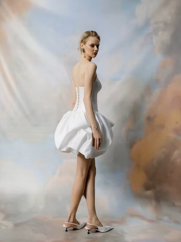 SoDigne A-line Satin Wedding Dress Sleeveless Sweetheart Bride Dresses Beach Ruched Mini Women Bridal Gowns Customized 2 SoDigne A-line Satin Wedding Dress Sleeveless Sweetheart Bride Dresses Beach Ruched Mini Women Bridal Gowns Customized - Bild 2