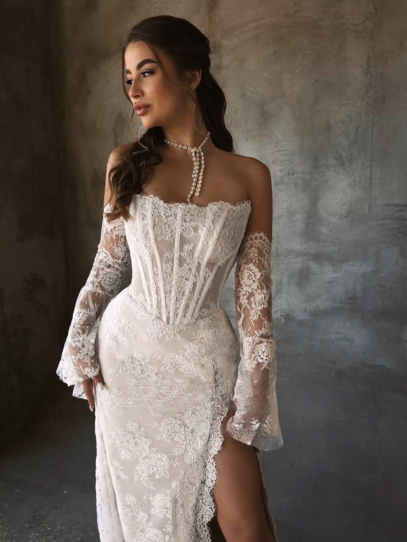 SoDigne Mermaid Lace Wedding Dresses Strapless Detachable Sleeves Bridal Dress Split Wedding Gown Robe De Mairee Customized 4 SoDigne Mermaid Lace Wedding Dresses Strapless Detachable Sleeves Bridal Dress Split Wedding Gown Robe De Mairee Customized - Bild 4