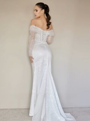 SoDigne Mermaid Glitter Wedding Dresses Off Shoulder Long Sleeves Sequined Bridal Dress Wedding Gown Robe De Mairee Customized 6 S9611419bd9d24d1c8b257f36ccbeb801c Cropped